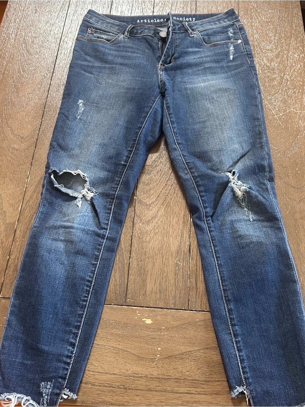 Articles Of Society Women's Distressed Dark Blue Skinny Jeans